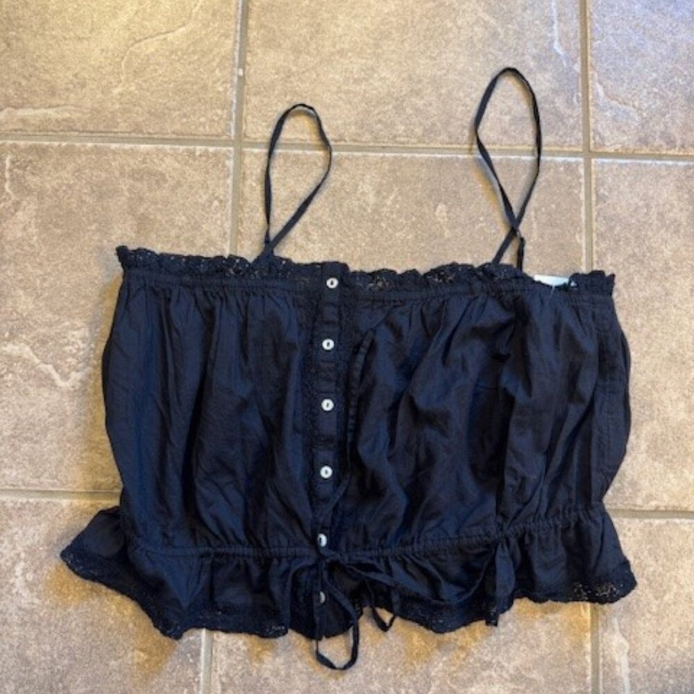 Free People Wistful Daydream Tube Top Black Lace Crop Top